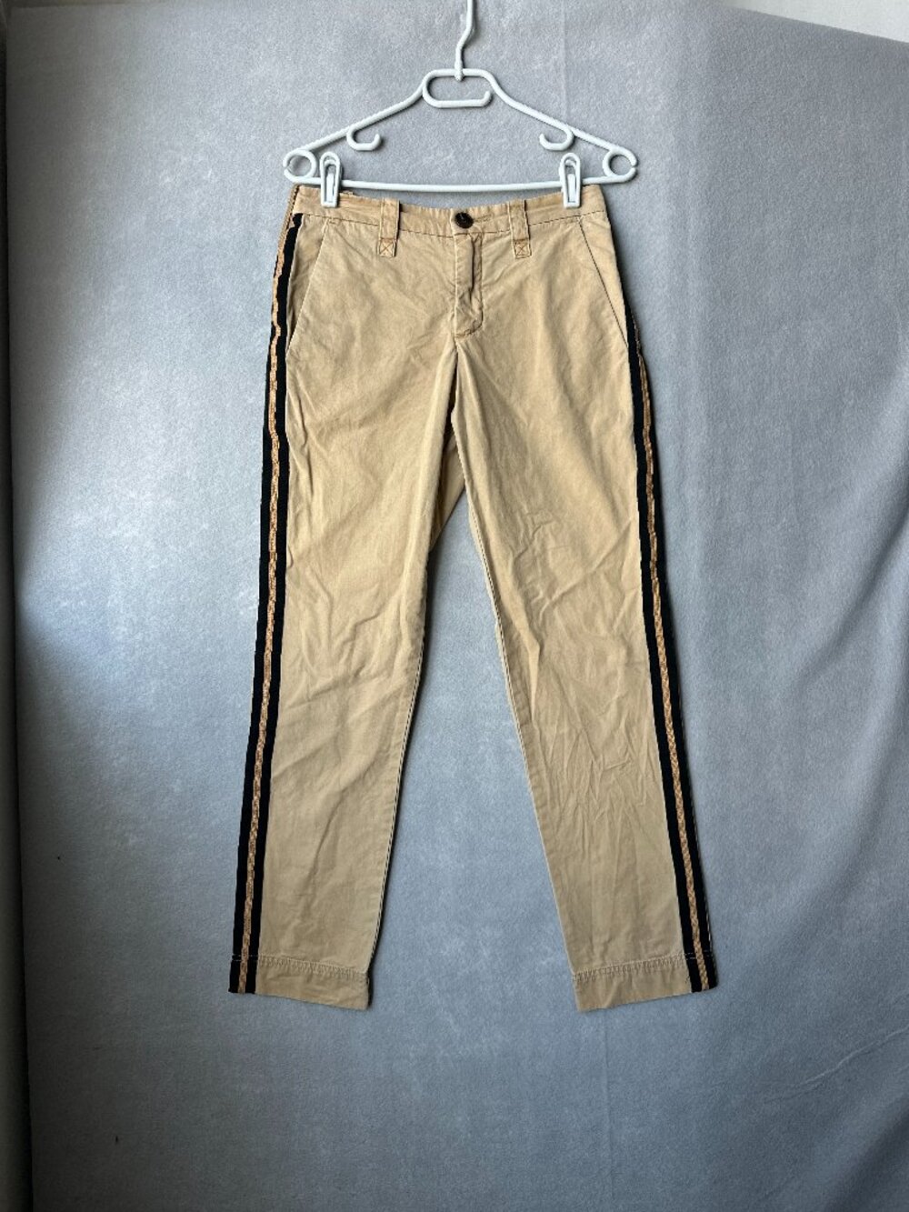 Zadig & Voltaire Pants Womens Beige Chino Black Pomelo Side Stripe Trousers